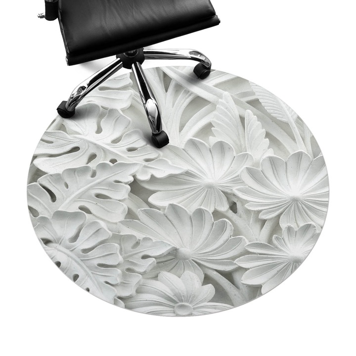 Székalátét, Wallfluent, Virágos dombormű, Fehér, fi100 cm, 010250310040000033996