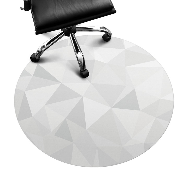 Szék alátét szőnyeg, Wallfluent, Geometrikus 3D minta, Fehér, fi100 cm, 010250310040000056580