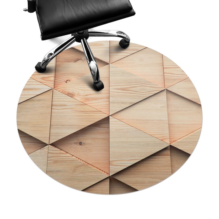 Irodai szék szőnyeg, Wallfluent, Geometrikus 3D minta, Bézs, fi100 cm, 010250310040000056574