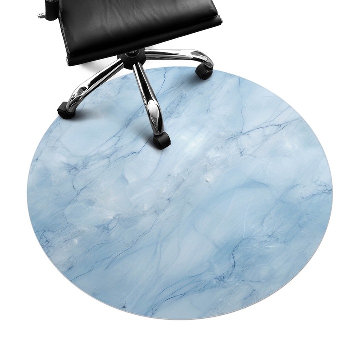 Protectie podea scaun, Wallfluent, Textura marmura, Albastru, fi100 cm, 010250310040000282821