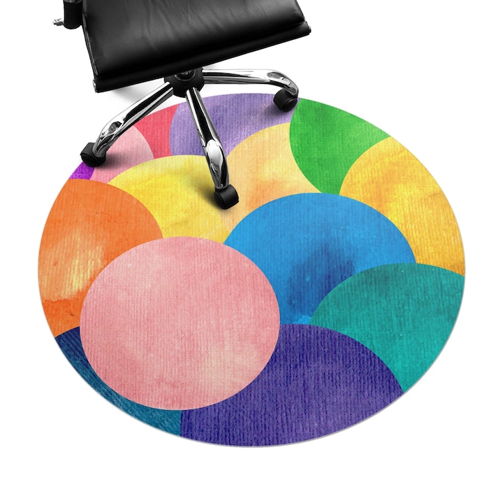Szék szőnyeg, Wallfluent, Színes körök, Többszínű, fi100 cm, 010250310040000075141