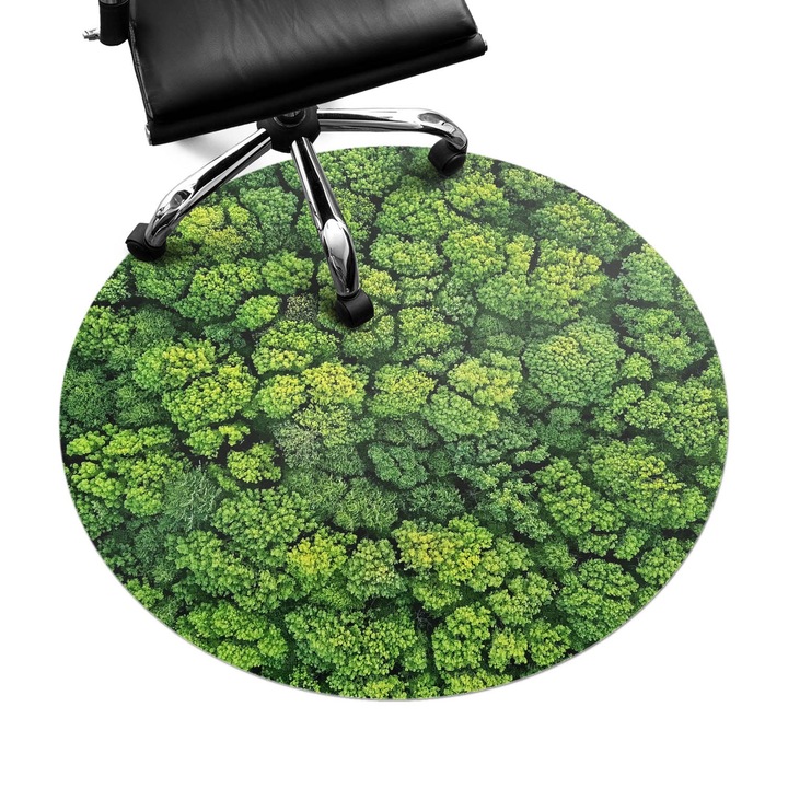 Covoras pentru protectie pardosea, Wallfluent, Mozaic forestier de copaci, Verde, fi100 cm, 010250310040000088658