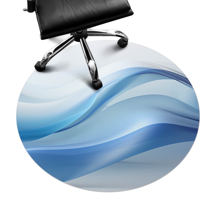 Padlóvédő székalátét, Wallfluent, Hullámos vonalak, Kék, fi100 cm, 010250310040000282896
