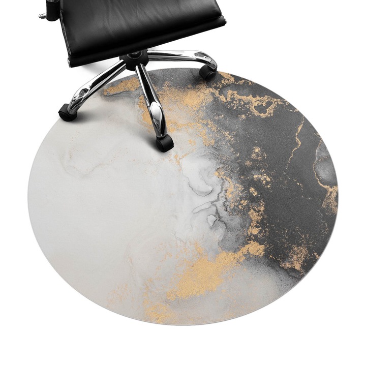 Covoras pentru protectie podea, Wallfluent, Marmura abstracta, Multicolor, fi100 cm, 010250310040000088312