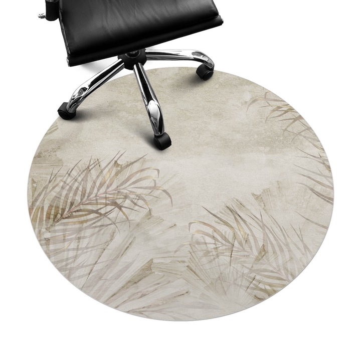 Irodai szék szőnyeg, Wallfluent, Finom levelek háttér, Bézs, fi100 cm, 010250310040000282665