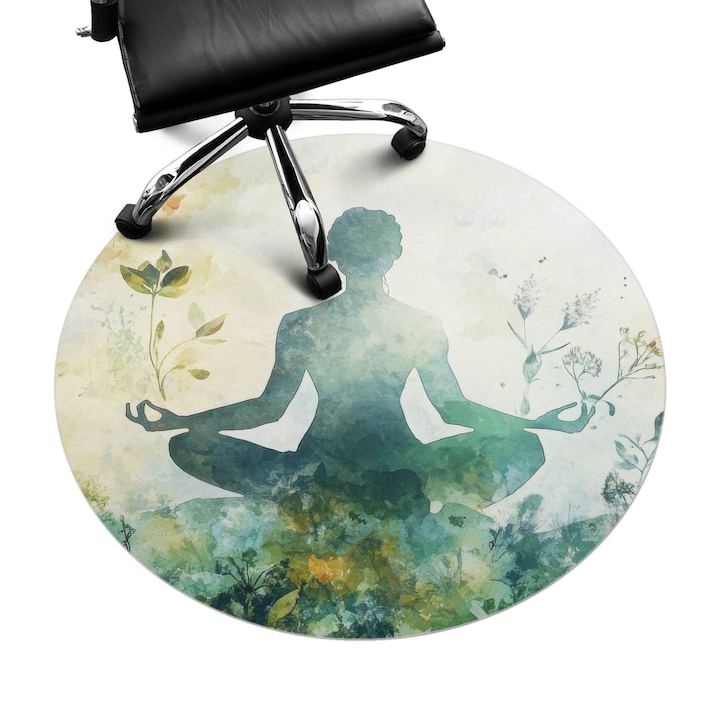 Szék alátét szőnyeg, Wallfluent, Meditáció a természet között, Zöld, fi100 cm, 010250310040000282889
