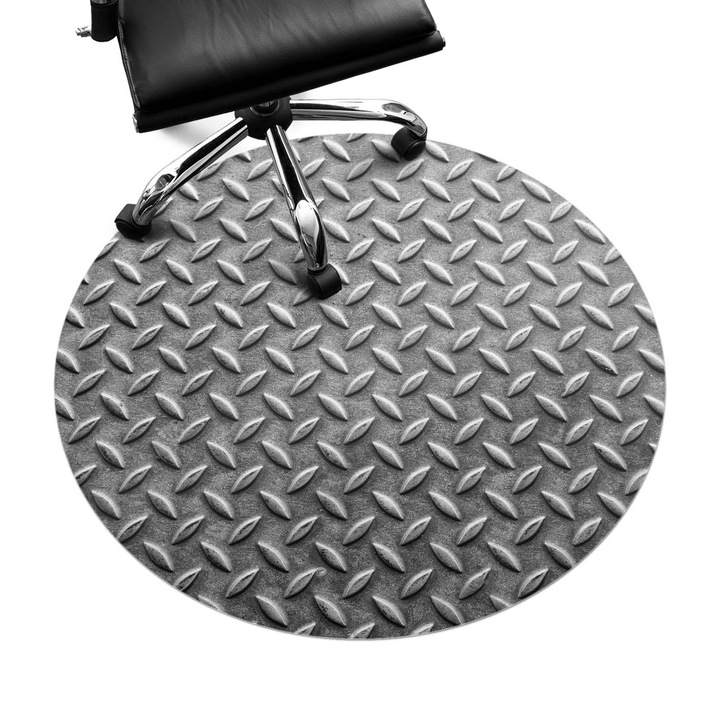 Covoras pentru protectie podea, Wallfluent, Gratar metalic, Gri, fi100 cm, 010250310040000282840