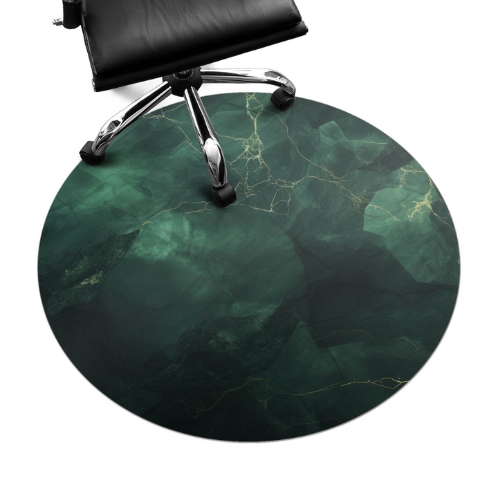 Íróasztal szék alátét, Wallfluent, Márvány absztrakció, Zöld, fi100 cm, 010250310040000282815