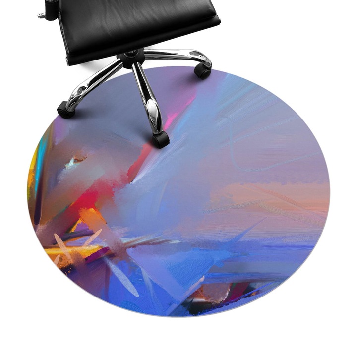 Padlóvédő székalátét, Wallfluent, Absztrakt vonások, Lila, fi100 cm, 010250310040000074646