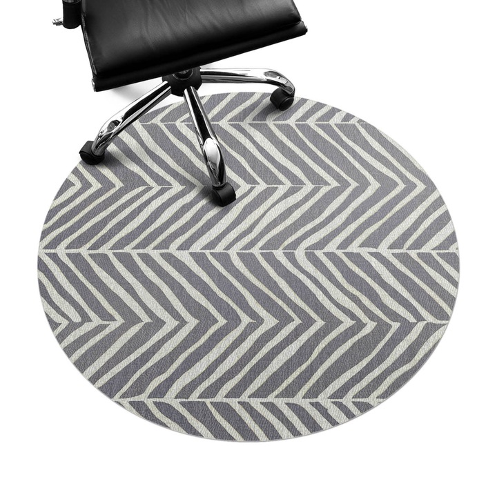Szék alátét szőnyeg, Wallfluent, Cikcakk szövetmintás, Szürke, fi100 cm, 010250310040000282046