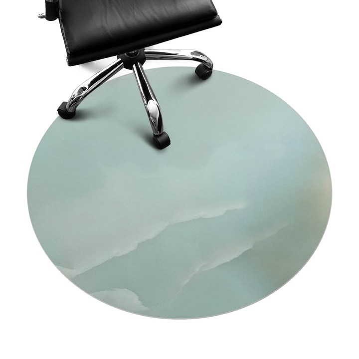Protectie podea scaun birou, Wallfluent, Textura marmura, Turcoaz, fi100 cm, 010250310040000282871