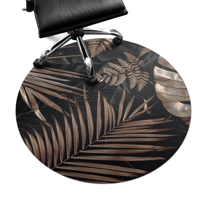 Szék szőnyeg, Wallfluent, Trópusi levelek, Barna, fi100 cm, 010250310040000033999