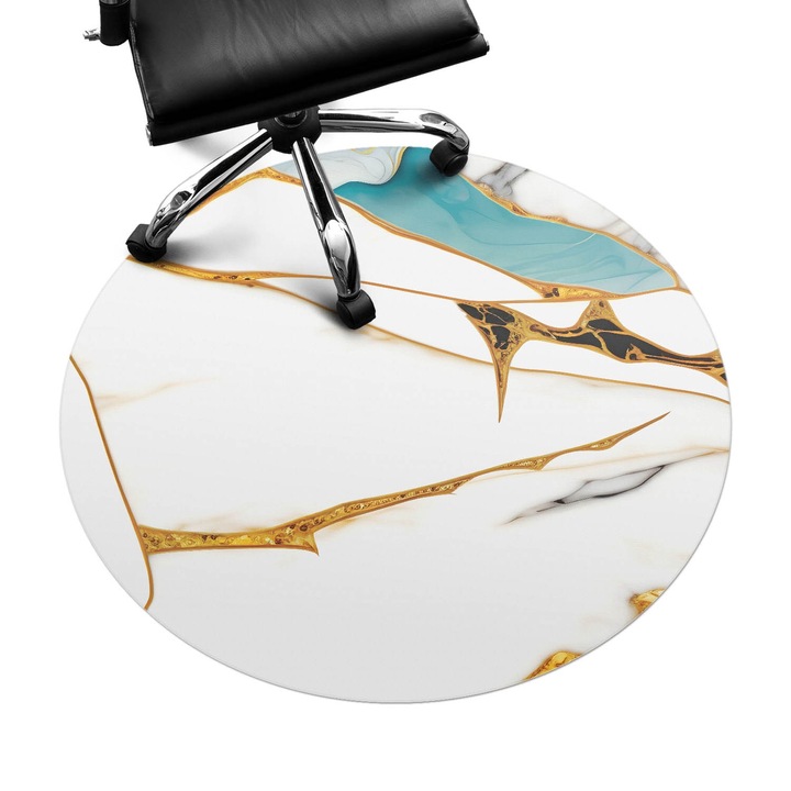 Szék szőnyeg, Wallfluent, Márvány minták, Fehér, fi100 cm, 010250310040000282602