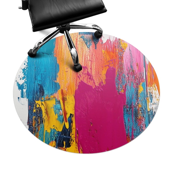 Padlóvédő székalátét, Wallfluent, Absztrakt káosz, Többszínű, fi100 cm, 010250310040000282866