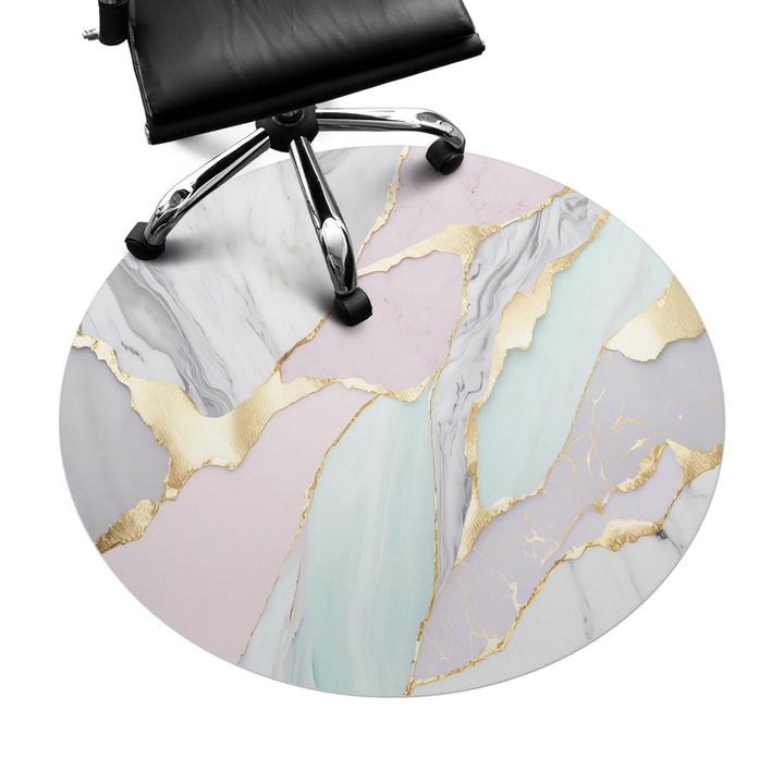 Szék szőnyeg, Wallfluent, Márvány pasztell, Szürke, fi100 cm, 010250310040000088291