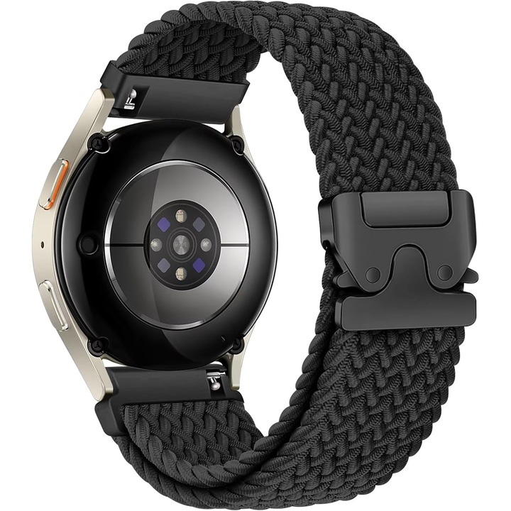 Каишка за часовник за Huawei Watch GT, GT2, GT3, GT4, GT5, Samsung Galaxy Watch 3 или всеки умен часовник с ширина на каишката 22 mm, еластичен найлон, регулируем, черен