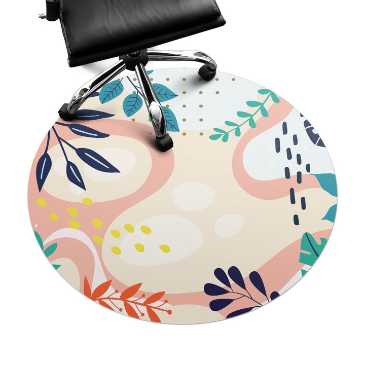 Szék szőnyeg, Wallfluent, Levelek és absztrakció, Krémszín, fi100 cm, 010250310040000282832