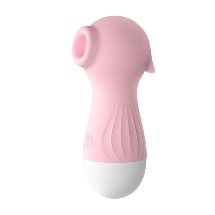 Klitor vibrátor, 10 intenzitási fokozat, csikóhal dizájn, puha szilikon, rózsaszín, 10 cm