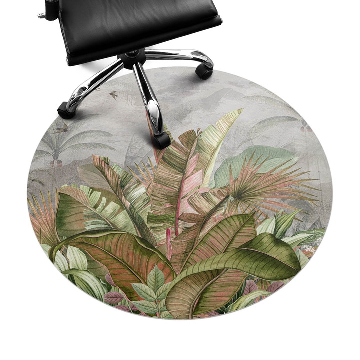 Szék szőnyeg, Wallfluent, Trópusi dzsungel, Zöld, fi100 cm, 010250310040000282760