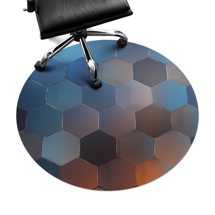 Protectie podea scaun, Wallfluent, Graent hexagonal, Albastru, fi100 cm, 010250310040000282856