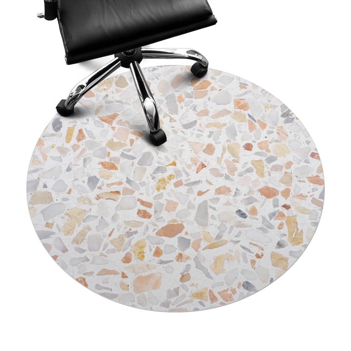 Protectie podea scaun, Wallfluent, Mozaic de piatra, Gri, fi100 cm, 010250310040000282835