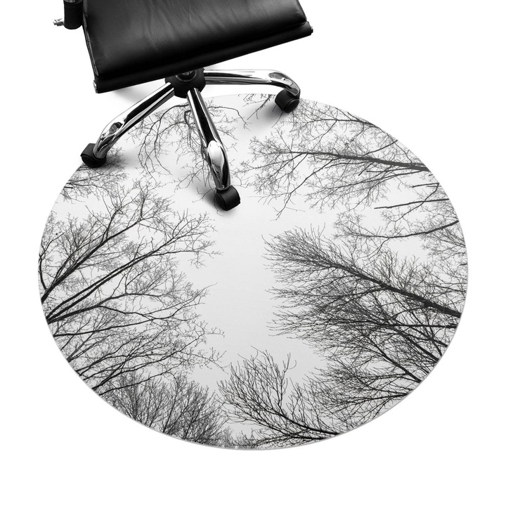 Covoras pentru protectie pardosea, Wallfluent, Ramuri goale de copac, Multicolor, fi100 cm, 010250310040000282714