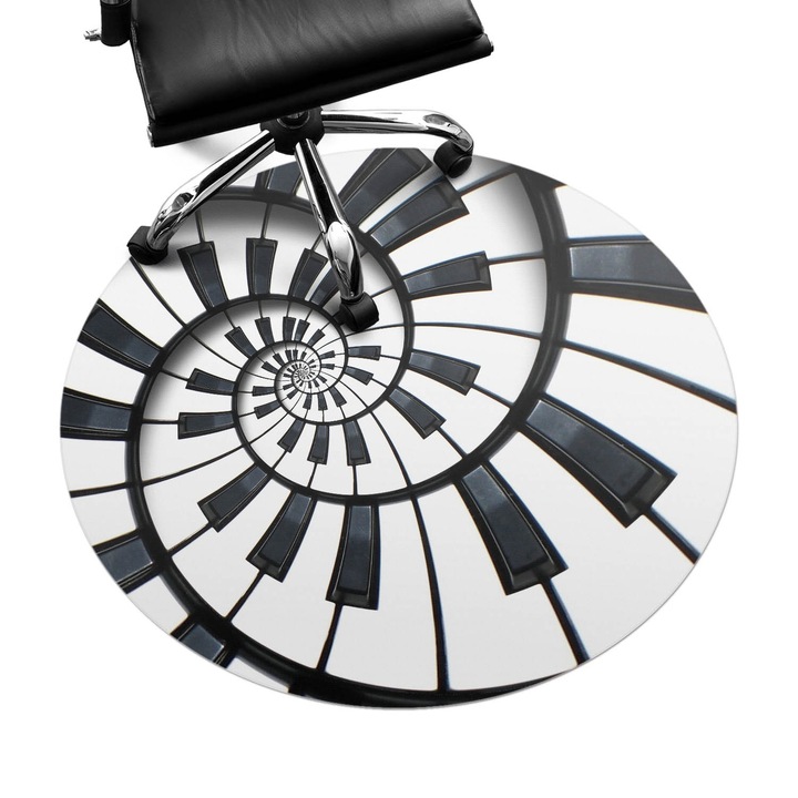 Padlóvédő székalátét, Wallfluent, Spirális kulcsok, Fekete és fehér, fi100 cm, 010250310040000282854