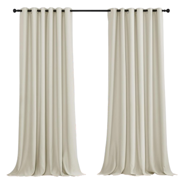 2 db PONY DANCE hőszigetelő sötétítő függöny készlet, gyűrűkkel, világos bézs, 132 x 240 cm