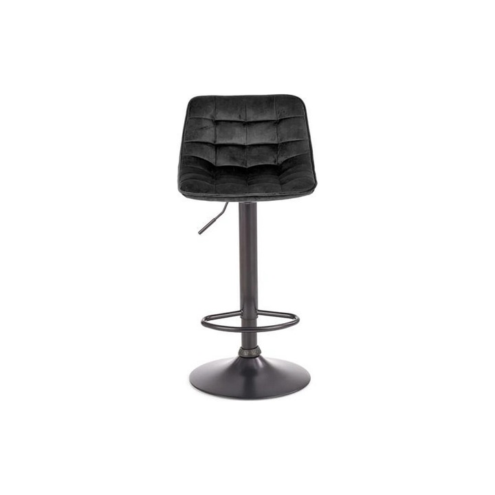 Scaun bar H95, stofa catifelata/otel, 43x44x84/106 cm, negru