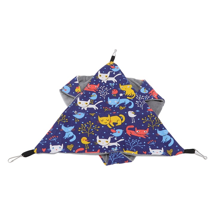 Hamac pentru Hamster Enforose, dublu strat, albastru, 35x35x35cm