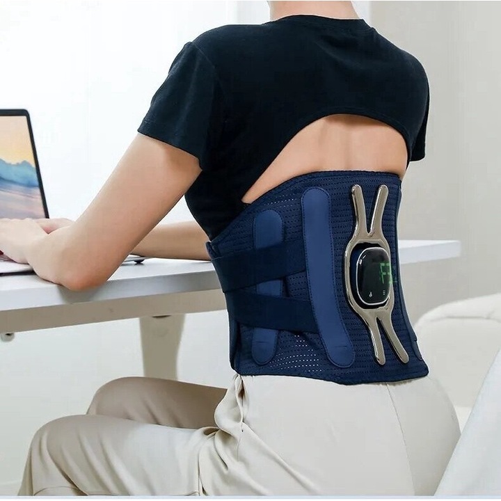 Centura de Masaj si Incalzire pentru Spate, Suport Lombar, pentru Ameliorarea Durerilor Lombare si Abdominale, Relaxare Musculara, 3 viteze de masaj, 3 nivele de intensitate pentru caldura, masaj abdominal, gat, genunchi, marimea L