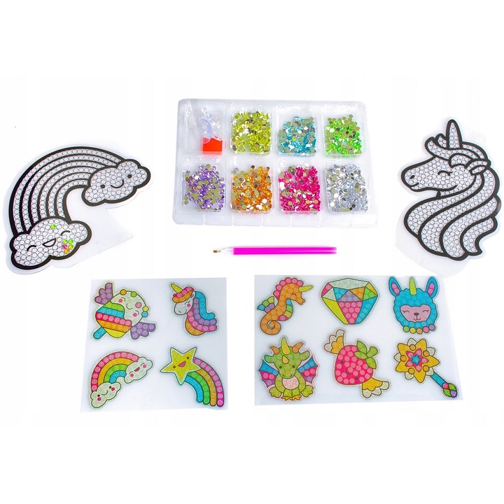 Set de broderie cu diamante pentru copii, diverse modele, accesorii incluse, multicolor