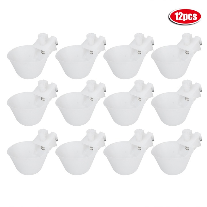 Set 12 cupe de baut pentru pasari, Enforose, plastic, 9x6.5x4.5cm, usor de instalat