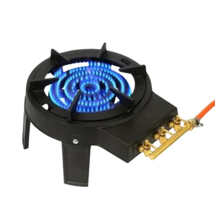 Pirostrie Arzator Gaz din Fonta, 3 Arzatoare, 3 Robineti, GPL, 12kW, Butan/Propan, pentru Exterior, Craft-tec® MX012, Robusta si Eficienta