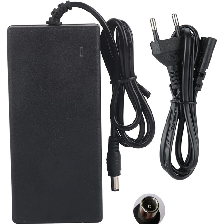 Зарядно за електрически скутер, 58.8V 2A, защита от късо съединение и претоварване, LED индикатор, съвместимо с Xiaomi Electric Bike, черно