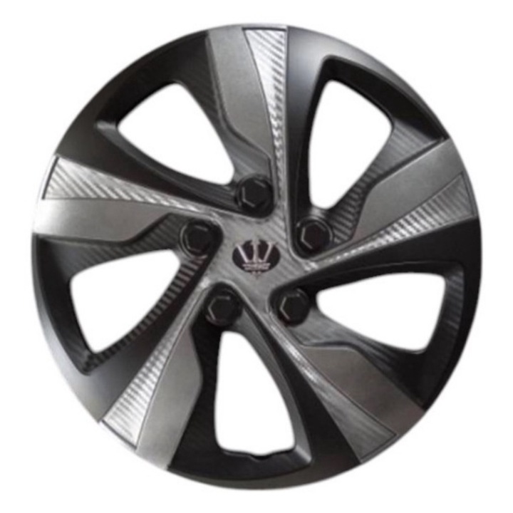 Set 4 Capace Roti 15 " idealSTORE, Fabricate din Material Puternic si Durabil, Rezistente la Impact, Se Potrivesc cu Majoritatea Masinilor, Culoare Gri Antracit cu Negru