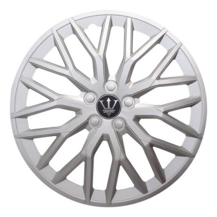 Set 4 Capace Roti 15 " idealSTORE, Fabricate din Material Puternic si Durabil, Rezistente la Impact, Se Potrivesc cu Majoritatea Masinilor, Culoare Argintiu