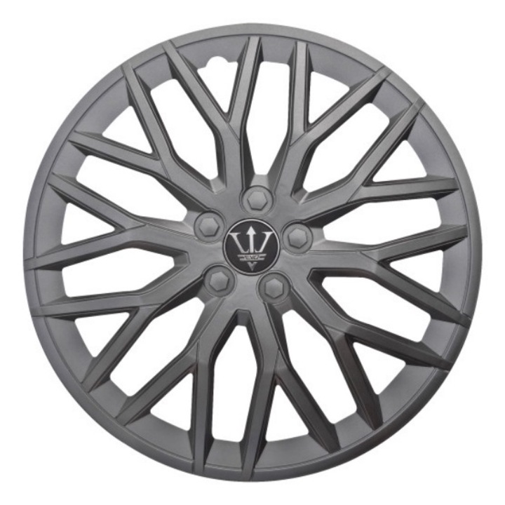 Set 4 Capace Roti 16 " idealSTORE, Fabricate din Material Puternic si Durabil, Rezistente la Impact, Se Potrivesc cu Majoritatea Masinilor, Culoare Gri Antracit