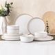 Serviciu de masa din portelan MG Home Artena, 18 bucati, set farfurii pentru 6 persoane, pestrite