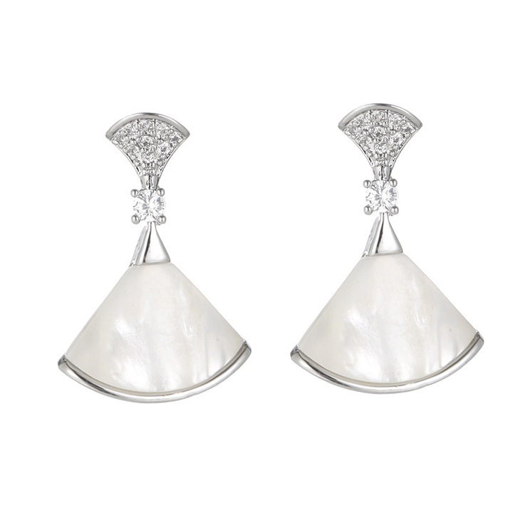 Cercei dama, din argint 925 cu scoica naturala, argintiu