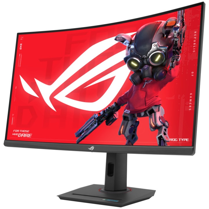 Геймърски монитор ASUS ROG Strix XG32WCMS с USB Type-C – 32-инчов (31,5 видима площ) 2560x1440, извит, 280Hz (над 144Hz), 1ms (GTG), бърза VA, изключително ниска синхронизация с Motion Blur, USB Type-C, DisplayWidget Center, гнездо за статив, HDR