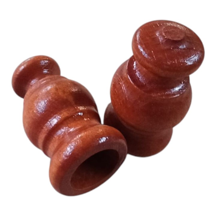 Set 2 ornamente din lemn pentru galerii 28 mm, Model Roma, Culoare Cires