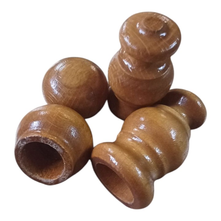 Set 4 ornamente din lemn pentru galerii duble 28 mm, Model Roma/Rondo, Culoare Stejar