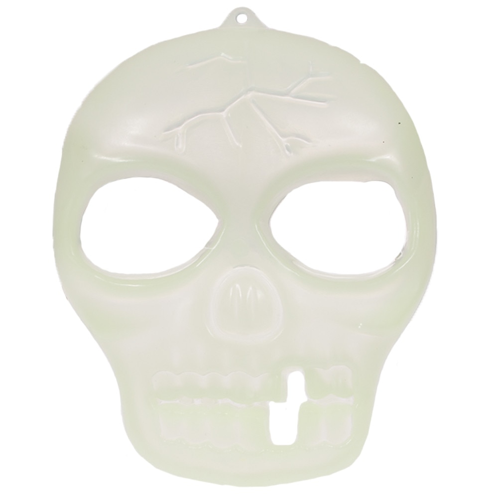 Decoratiune craniu pentru Halloween, plastic fosforescent, verde