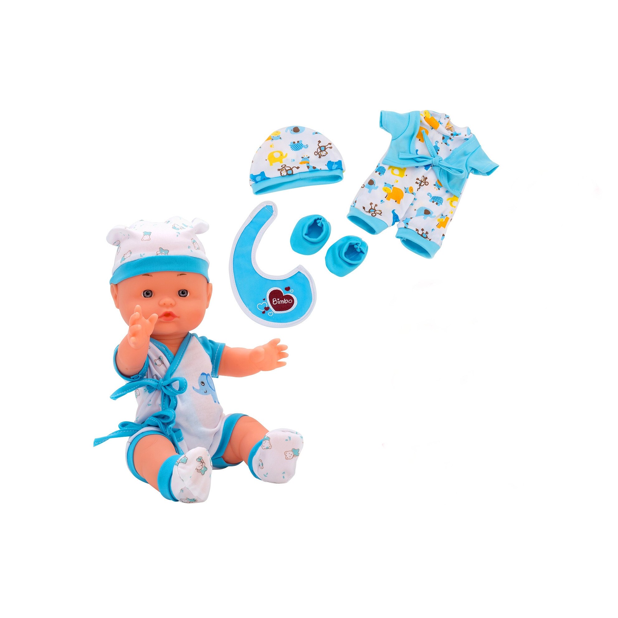 Papusa bebe Globo 382022 nou nascut cu accesorii de schimb Albastru