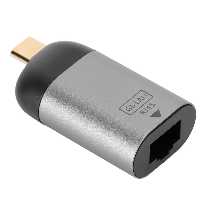 Adaptor pentru port de retea din aliaj de aluminiu tip C la Gigabit RJ45 pentru Windows Android OS X