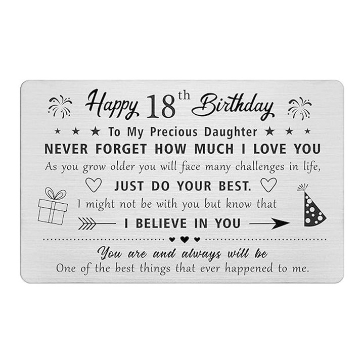 Felicitare card metalic gravat, Enforose, pentru 18 ani, argintiu