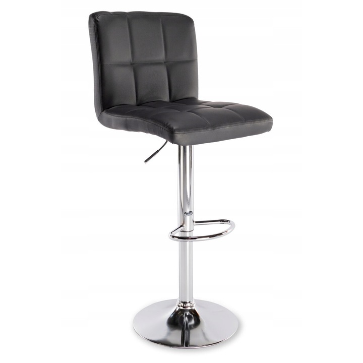 Scaun de bar, Luka, model Horn, negru, reglabil, rotativ, 43x43cm