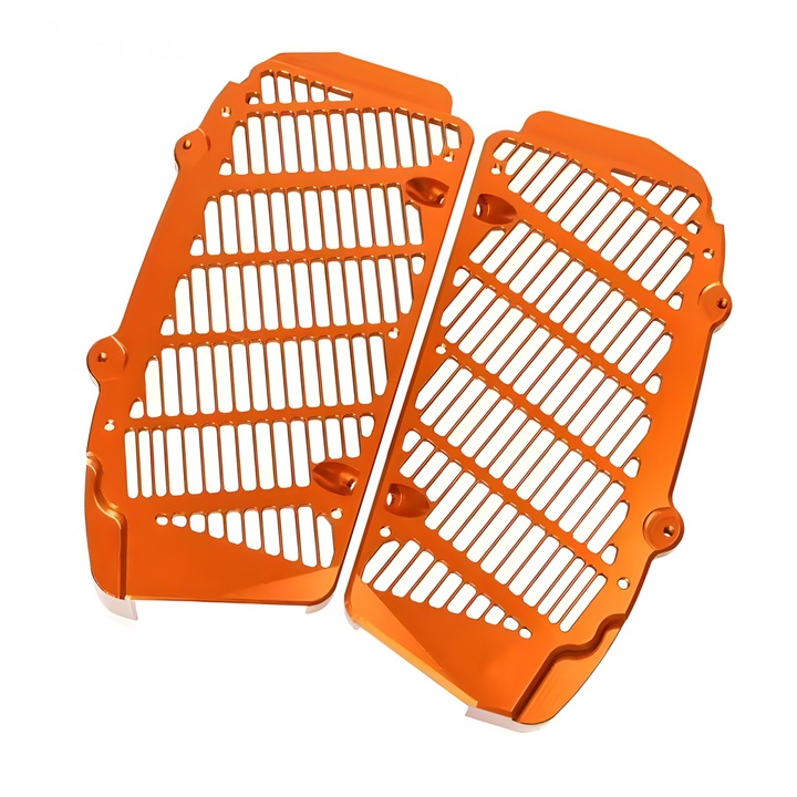 Protectii radiator din aluminiu anodizat, compatibile KTM XCW/XCFW/EXC/EXC-F/TPI/Six Days & SX/SXF/XC/XCF 2017–2024 – rezistenta la impact, uzura si pietre, culoare portocalii