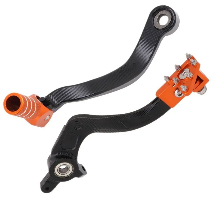 Set pedala de frana spate pentru motocicleta + schimbator de viteze pentru EXC SMR SX-F XCF-W XC-W XC-F EXC-F XCR-W 250 350 450 500 505 530, portocaliu, negru, aluminiu